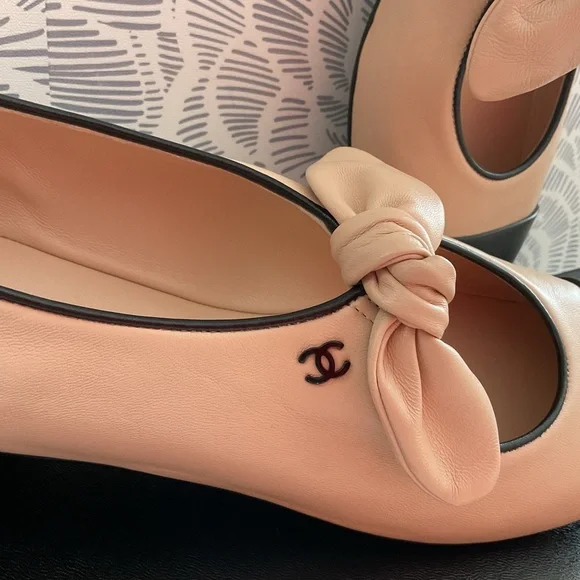 New CHANEL 25C Lambskin Maryjane Bow Ballet Shoes - Picture 10 of 13